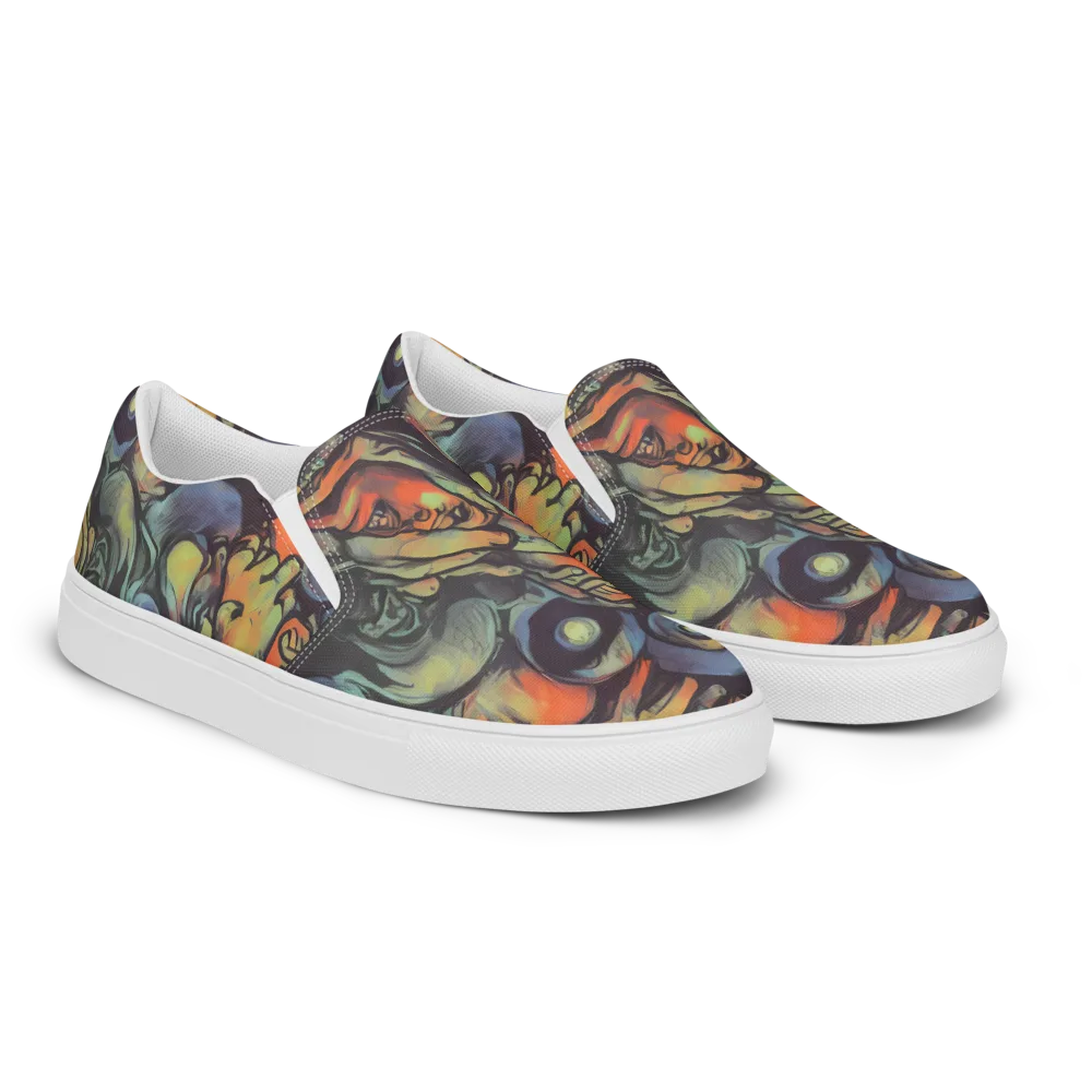 Cosmic Scream on Women's Slip-On Canvas Shoes — Right Front