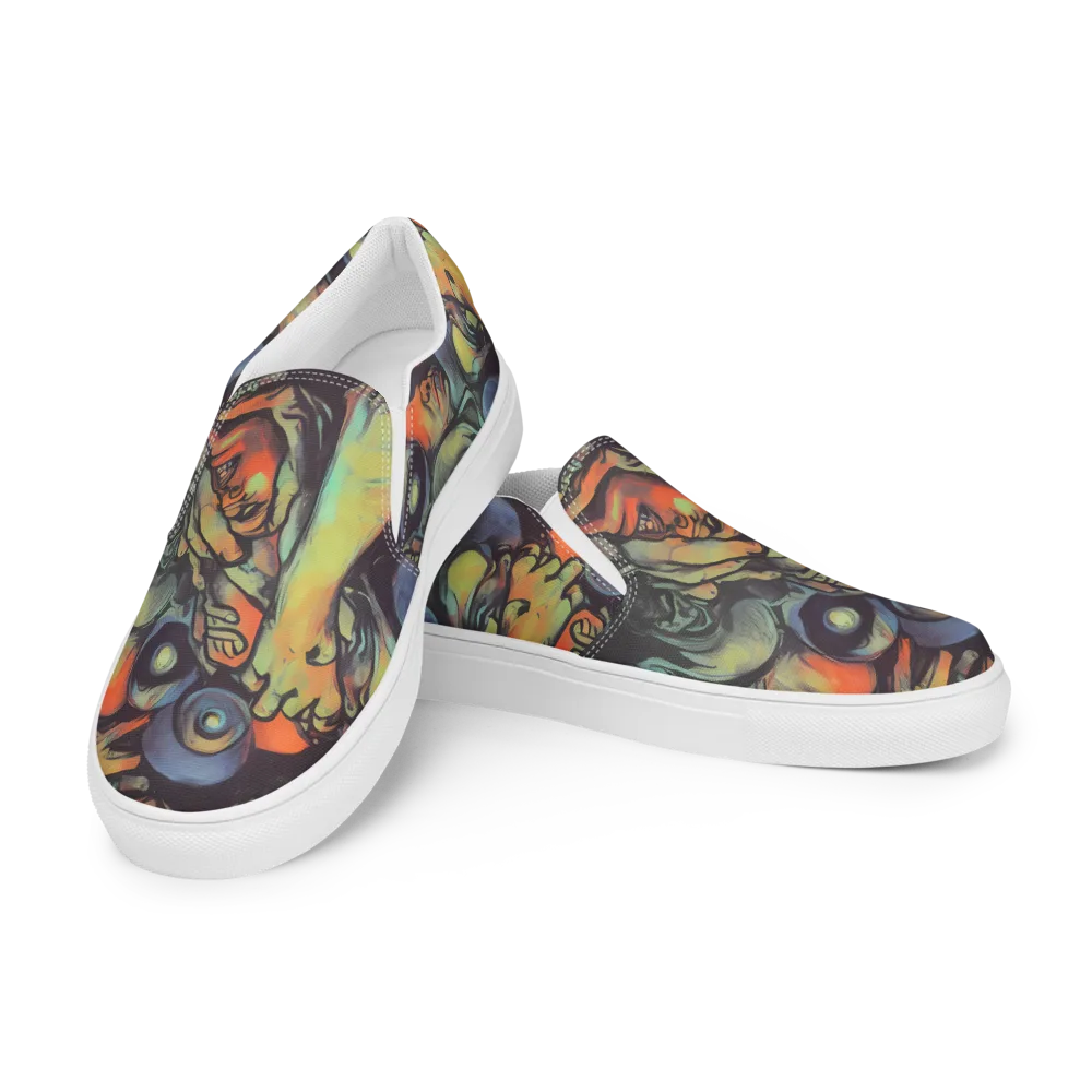 Cosmic Scream on Women's Slip-On Canvas Shoes — Left Front
