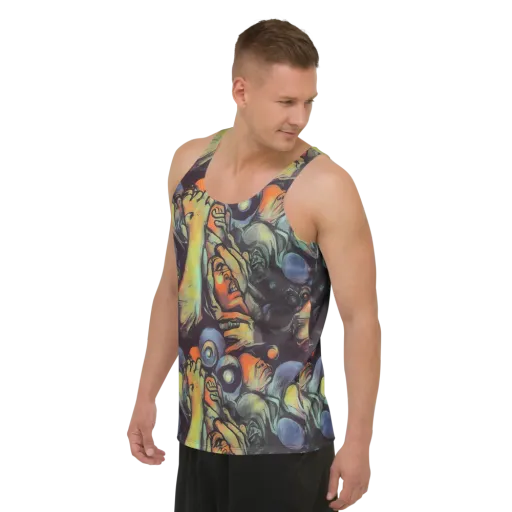 Cosmic Scream on a Men's Tank Top