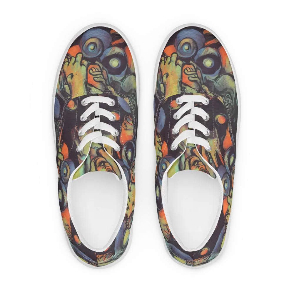 Cosmic Scream on Men's Lace-Up Canvas Shoes — Front
