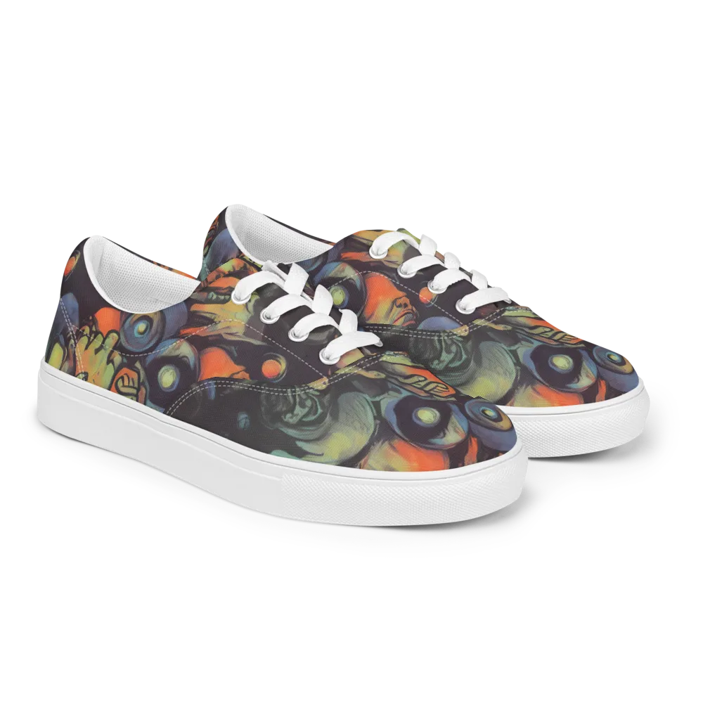 Cosmic Scream on Men's Lace-Up Canvas Shoes — Right Front