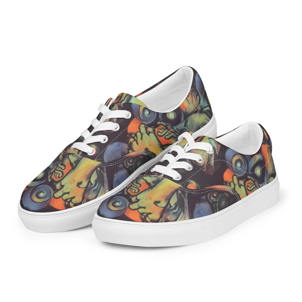 Cosmic Scream on Men's Lace-Up Canvas Shoes — Left Front