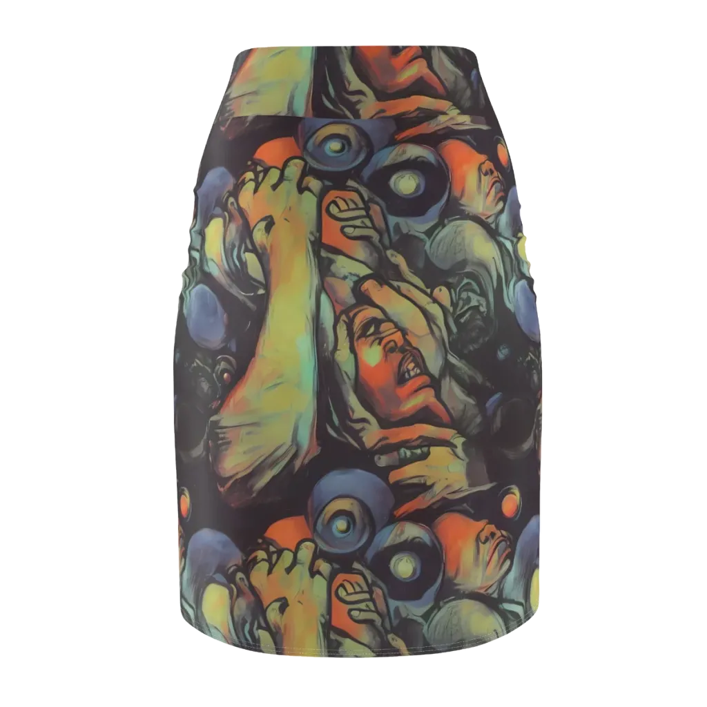 Cosmic Scream on Pencil Skirt — Back