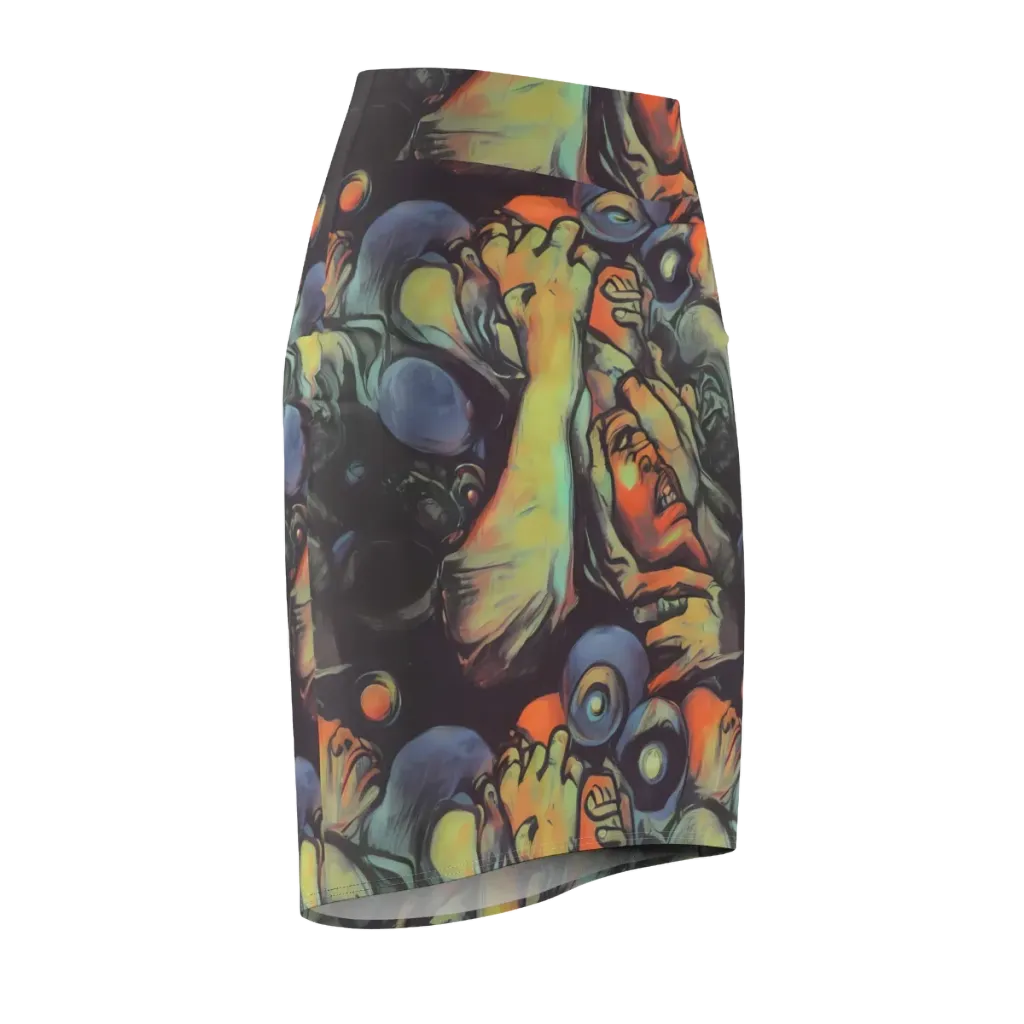 Cosmic Scream on Pencil Skirt — Front Side