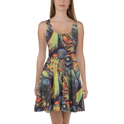 Cosmic Scream on a Skater Dress