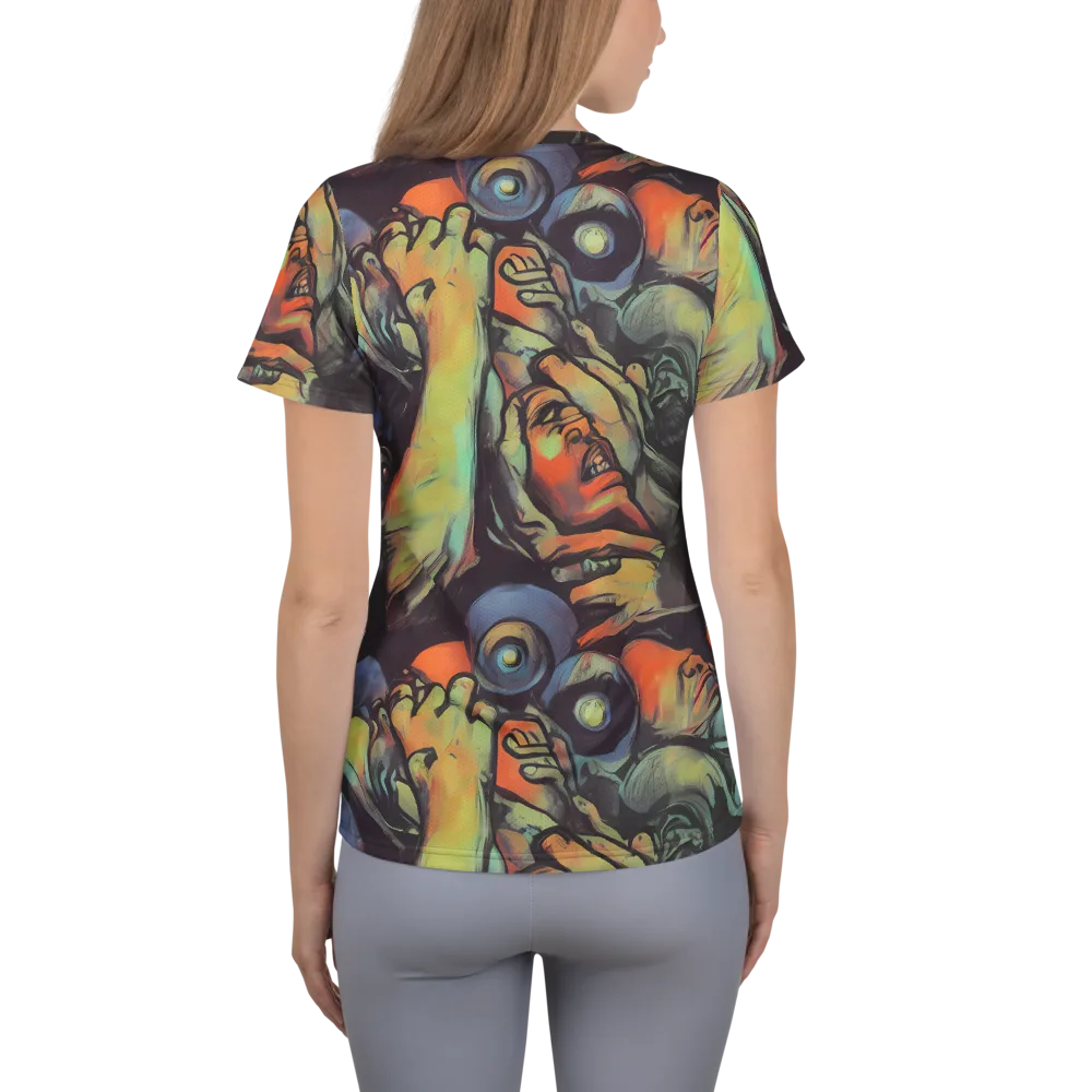 Cosmic Scream on Women's Athletic T-Shirt — Back