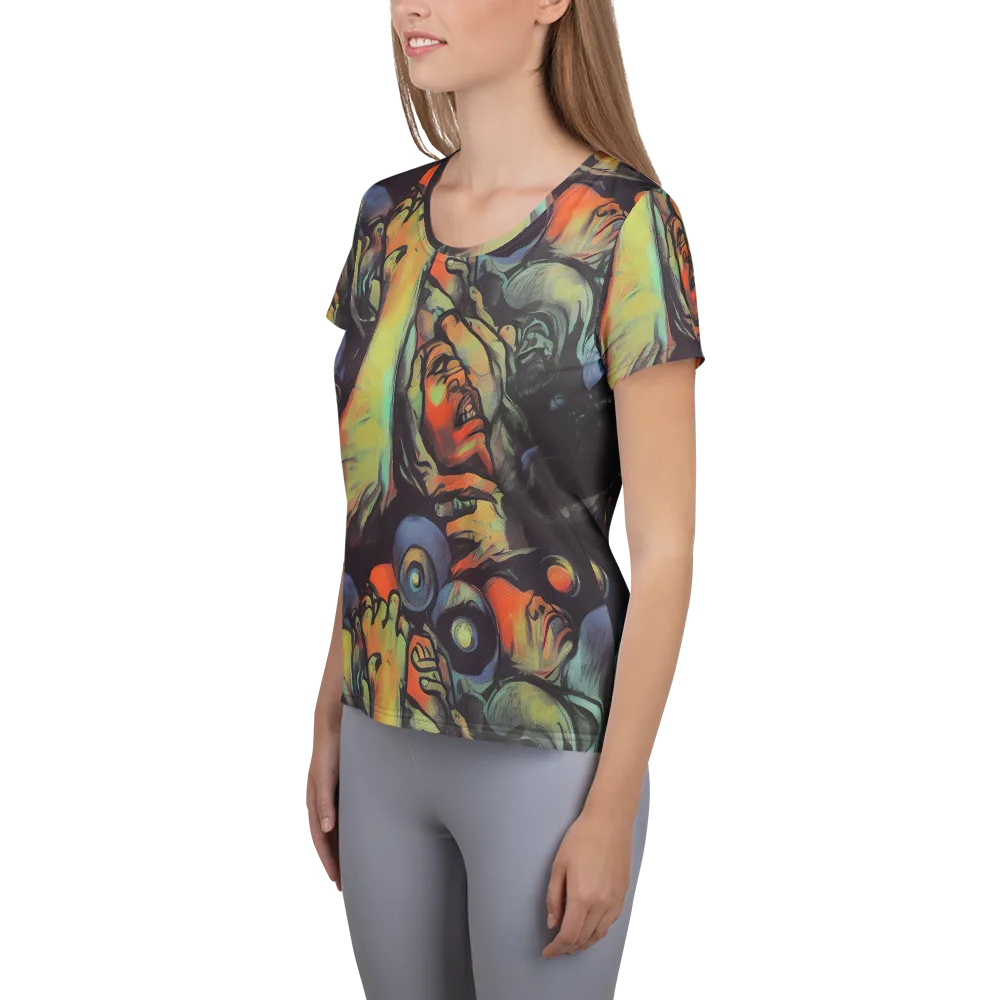 Cosmic Scream on Women's Athletic T-Shirt — Left
