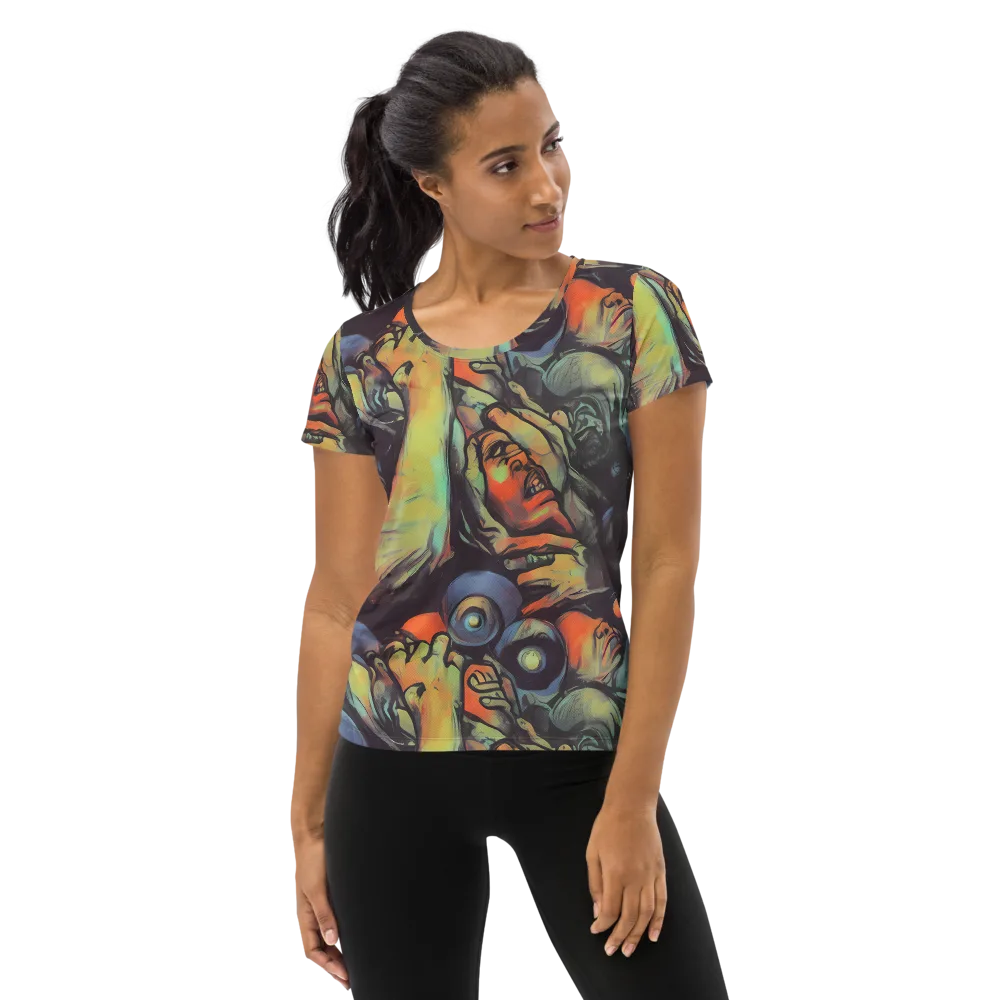 Cosmic Scream on Women's Athletic T-Shirt — Front