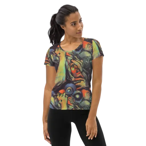 Cosmic Scream on a Women's Athletic T-Shirt