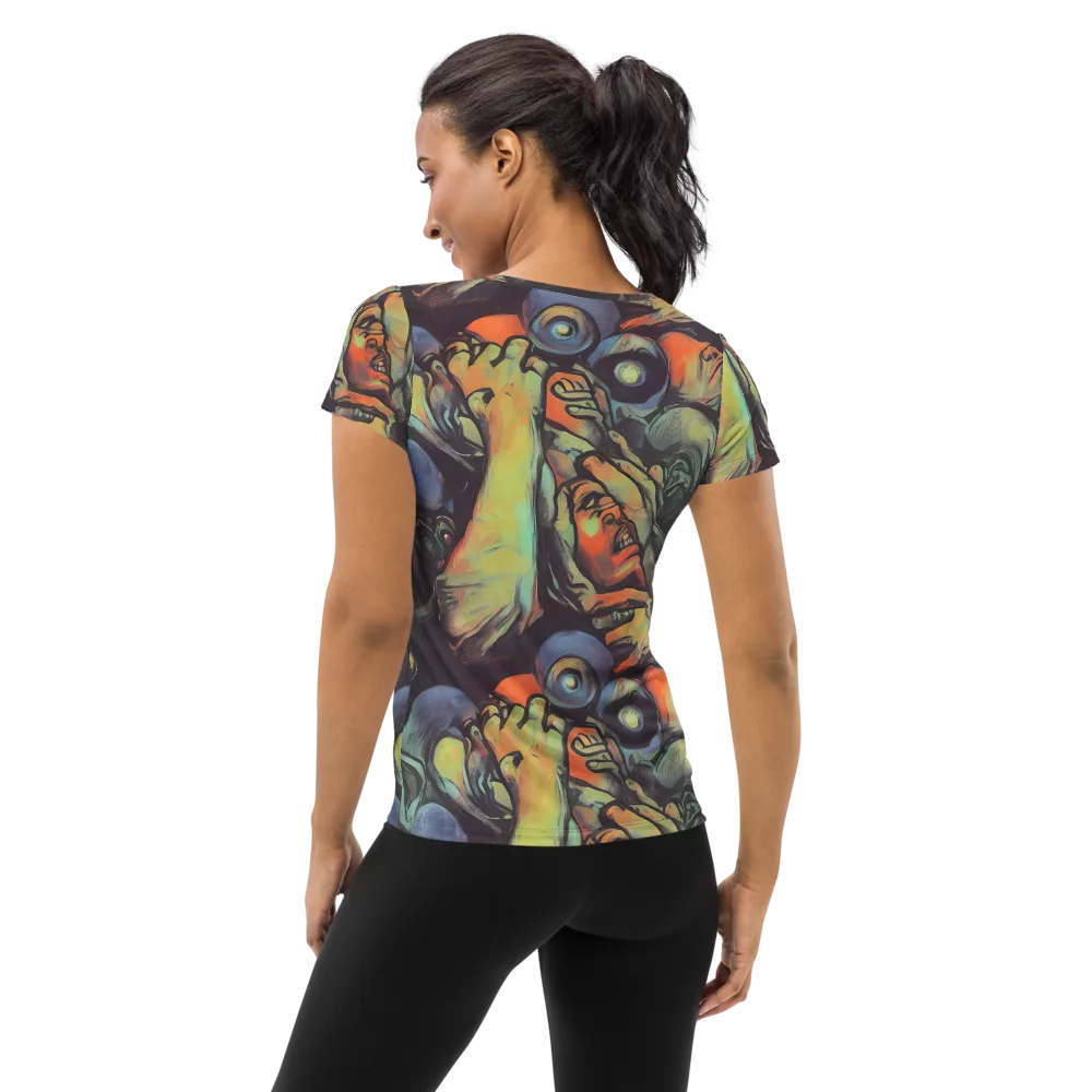 Cosmic Scream on Women's Athletic T-Shirt — Back