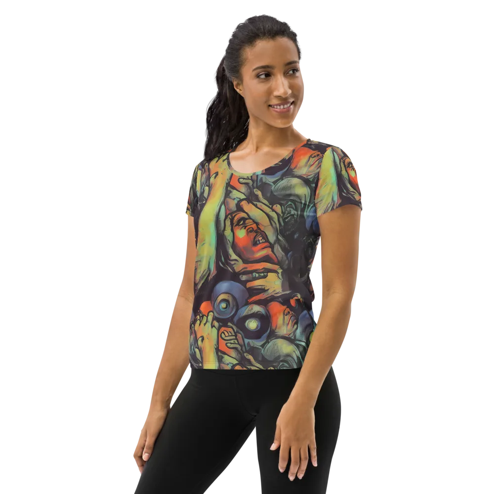 Cosmic Scream on Women's Athletic T-Shirt — Left