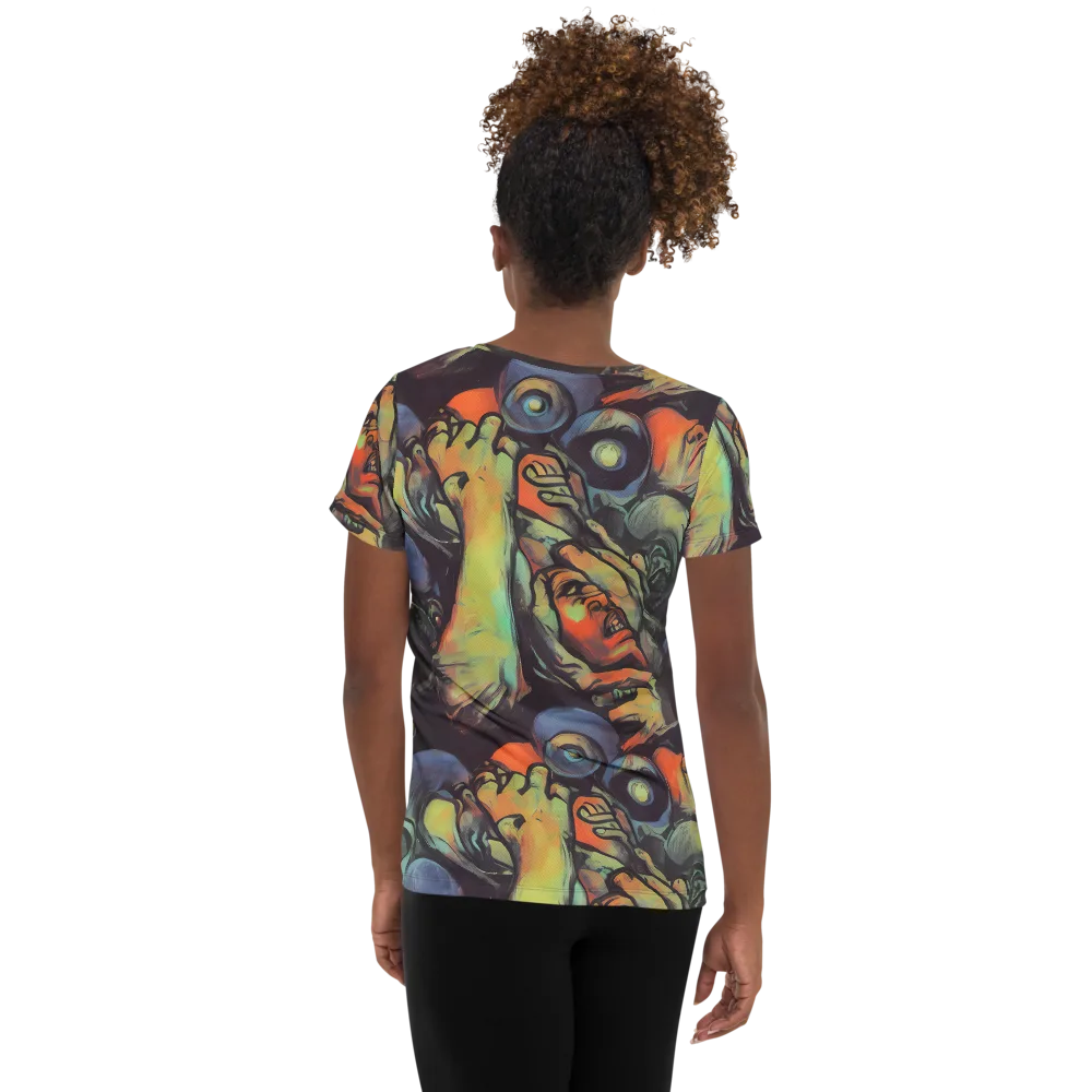 Cosmic Scream on Women's Athletic T-Shirt — Back