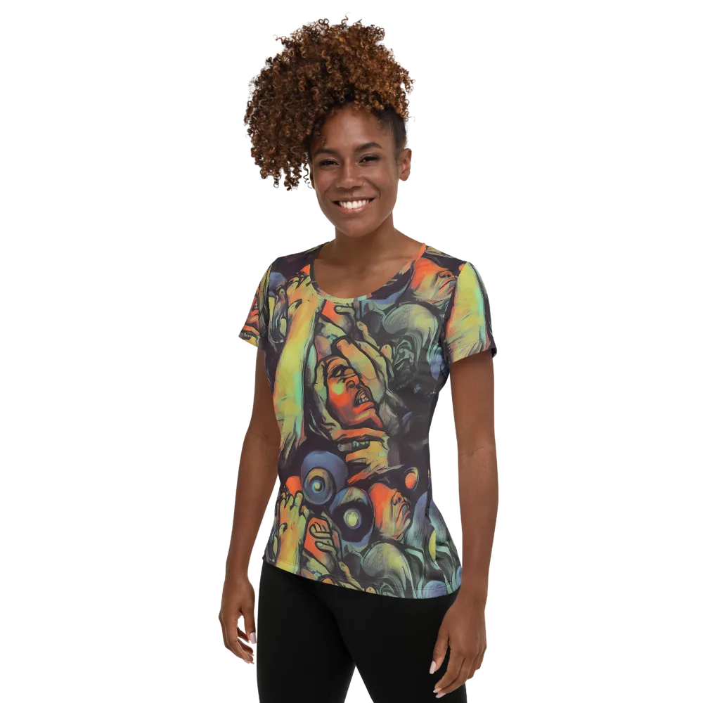 Cosmic Scream on Women's Athletic T-Shirt — Left