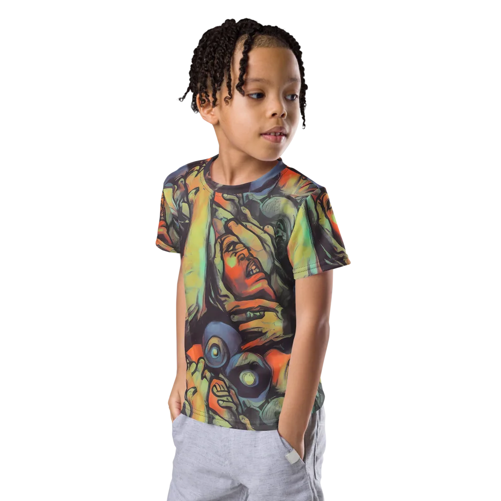 Cosmic Scream on Kids Crew Neck T-Shirt — Left Front