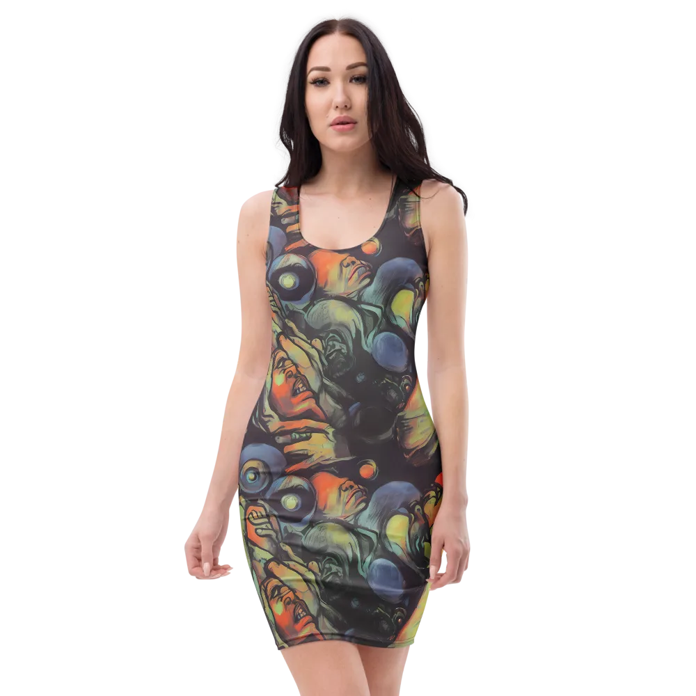 Cosmic Scream on Bodycon Dress — Front