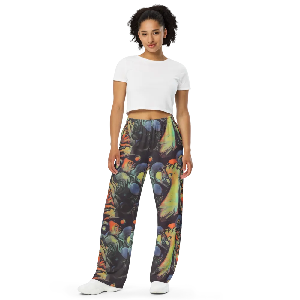 Cosmic Scream on Wide-Leg Pants — Front