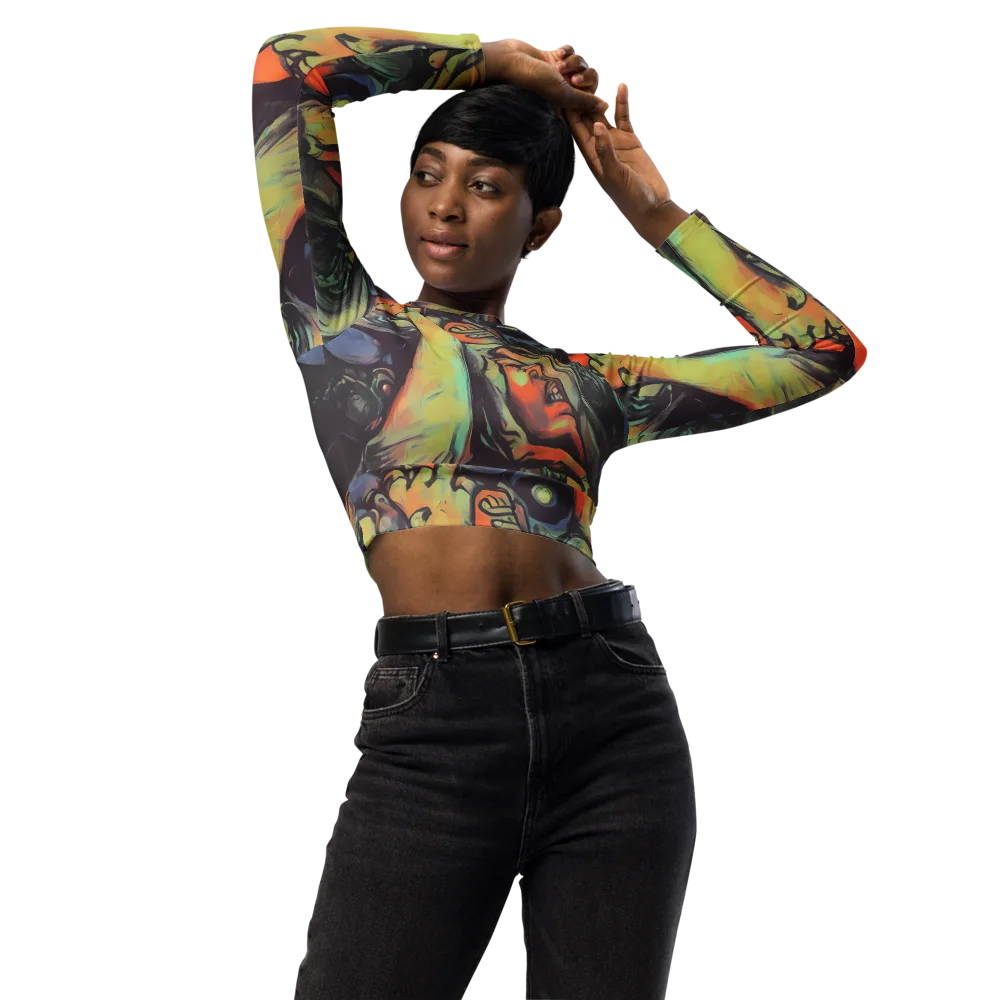Cosmic Scream on Long Sleeve Crop Top — Front