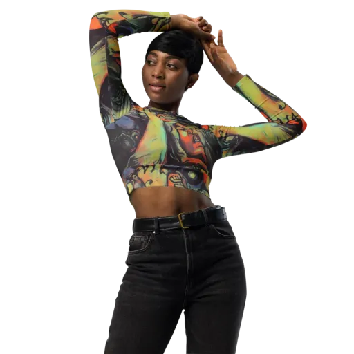 Cosmic Scream on a Long Sleeve Crop Top