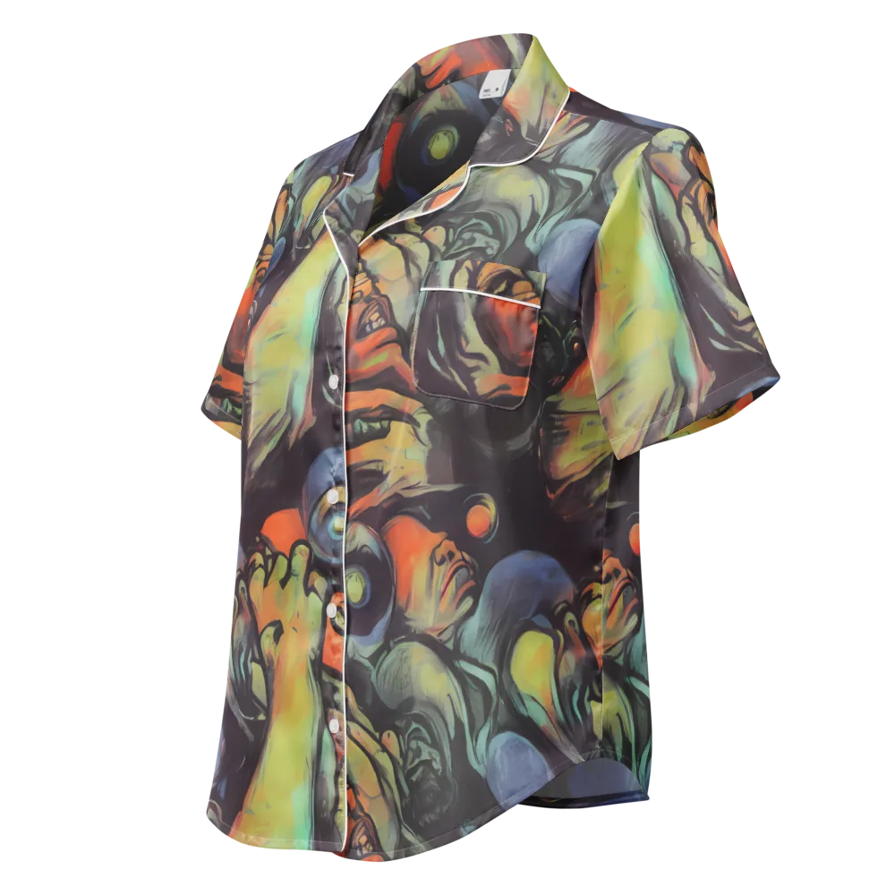Cosmic Scream on Women's Short Sleeve Pajama Top — Left Front