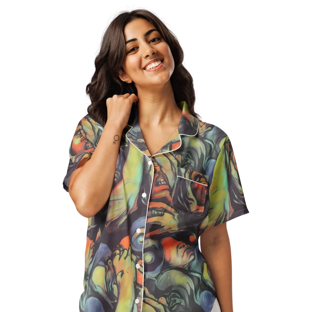 Cosmic Scream on Women's Short Sleeve Pajama Top — Front