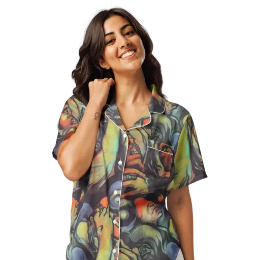 Cosmic Scream on a Women's Short Sleeve Pajama Top