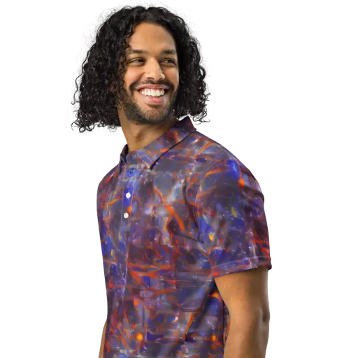 Chromatic Frenzy on a Men's Slim Fit Polo Shirt