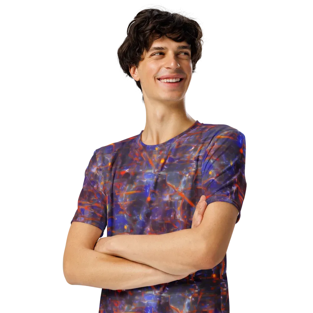Chromatic Frenzy on Men's Crew Neck T-Shirt — Left Front