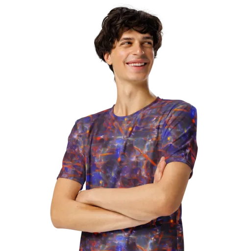 Chromatic Frenzy on a Men's Crew Neck T-Shirt