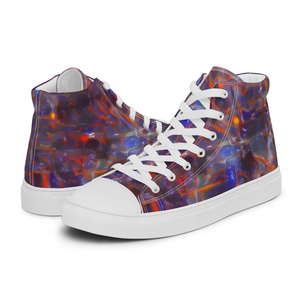 Chromatic Frenzy on Men's High Top Canvas Shoes — Left