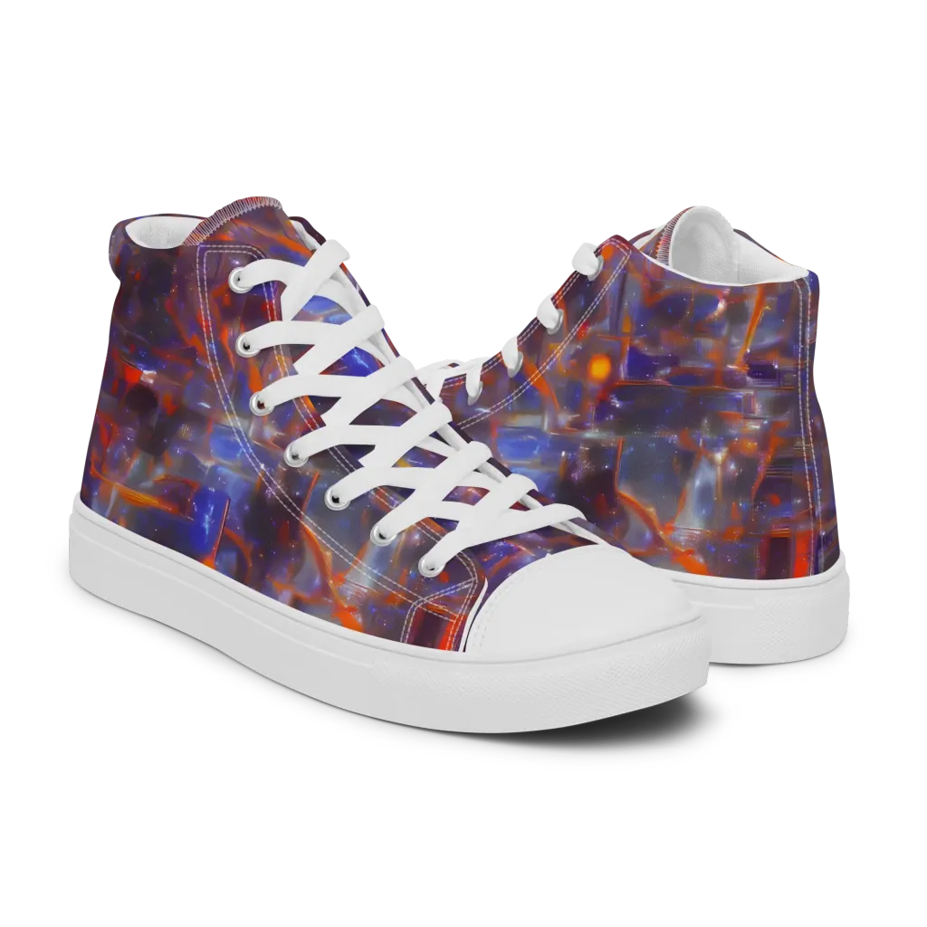 Chromatic Frenzy on Men's High Top Canvas Shoes — Right