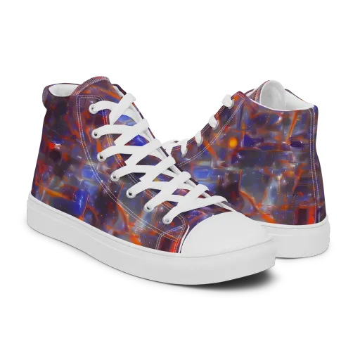 Chromatic Frenzy on a Men's High Top Canvas Shoes
