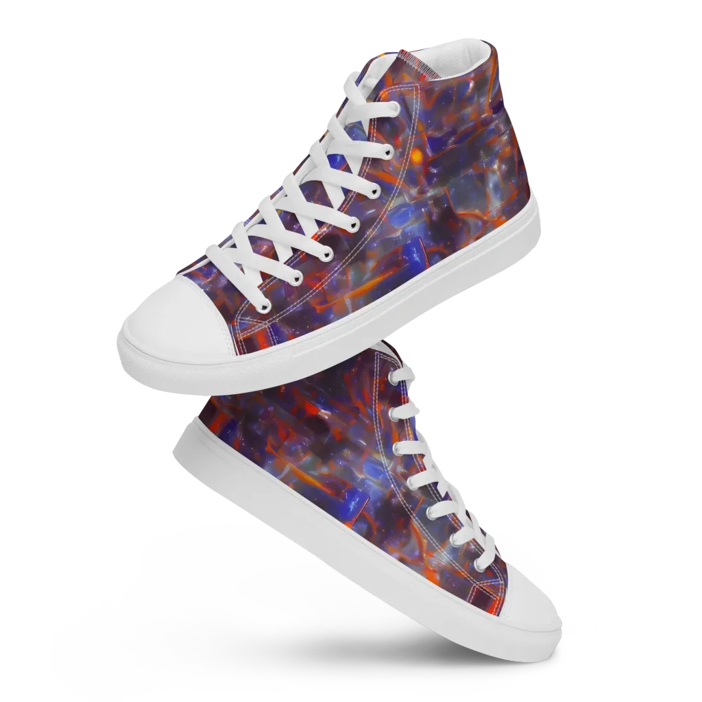 Chromatic Frenzy on Men's High Top Canvas Shoes — Front