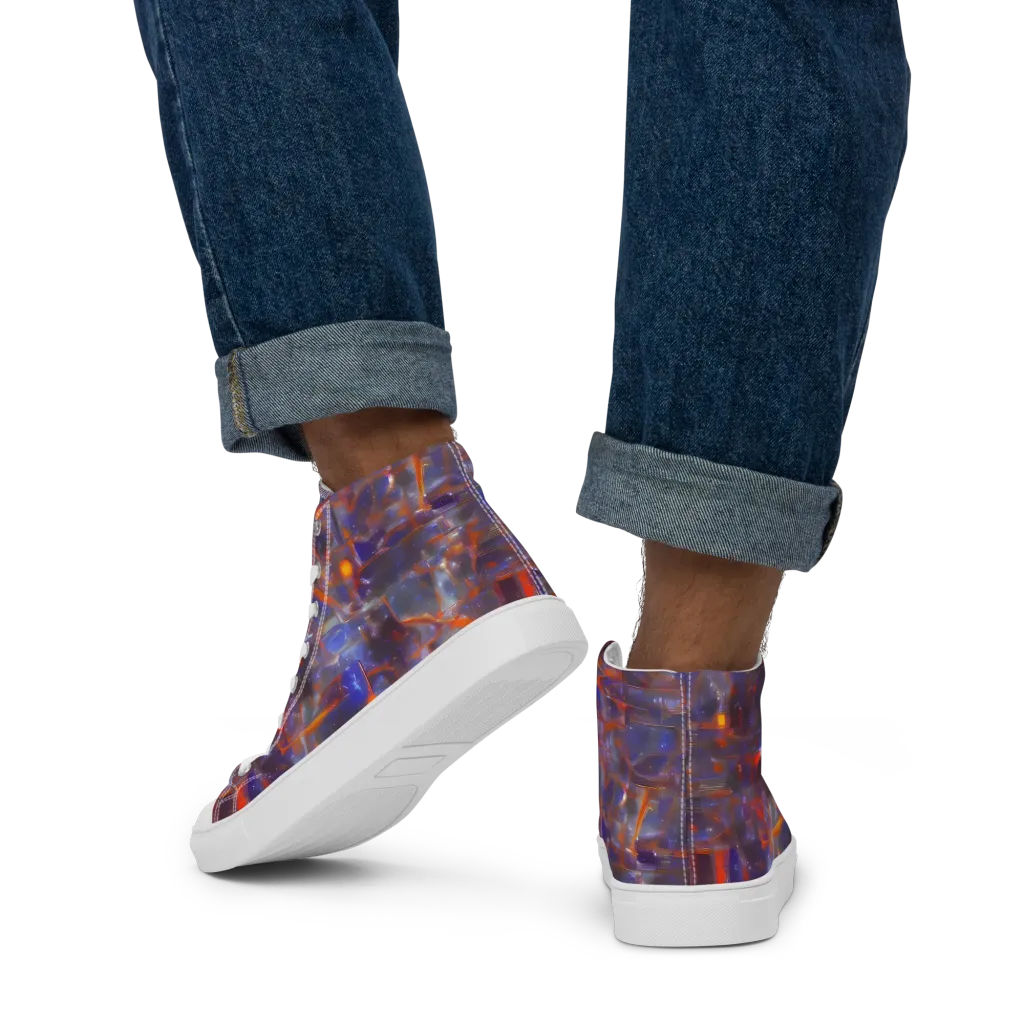 Chromatic Frenzy on Men's High Top Canvas Shoes — Back