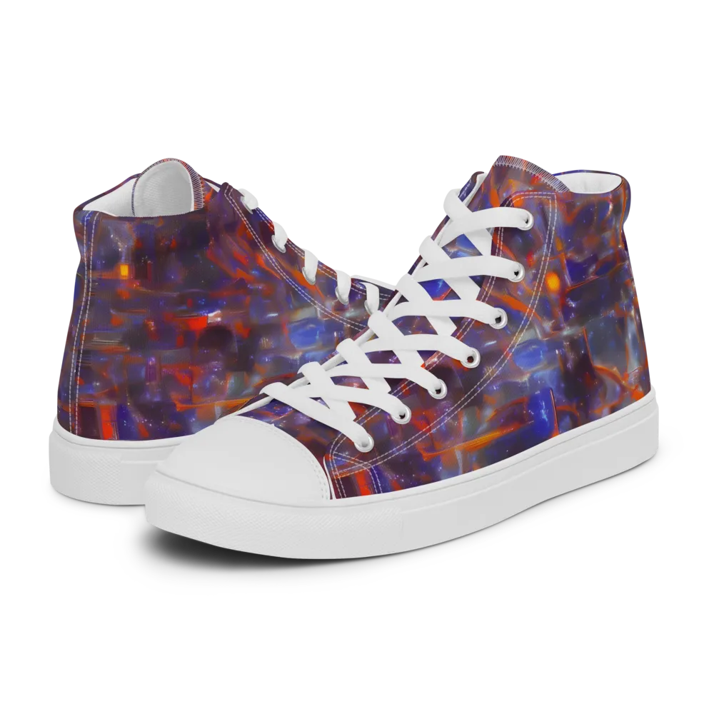 Chromatic Frenzy on Women's High Top Canvas Shoes — Left