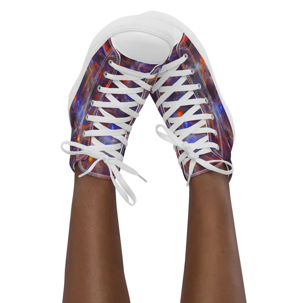 Chromatic Frenzy on Women's High Top Canvas Shoes — Front