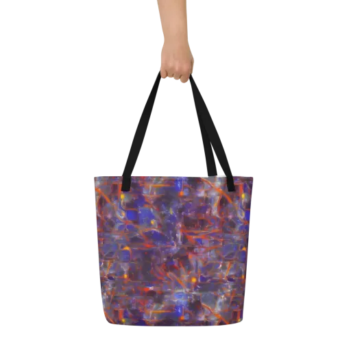 Chromatic Frenzy on a Large Tote Bag W/ Pocket