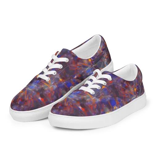 Chromatic Frenzy on a Men's Lace-Up Canvas Shoes