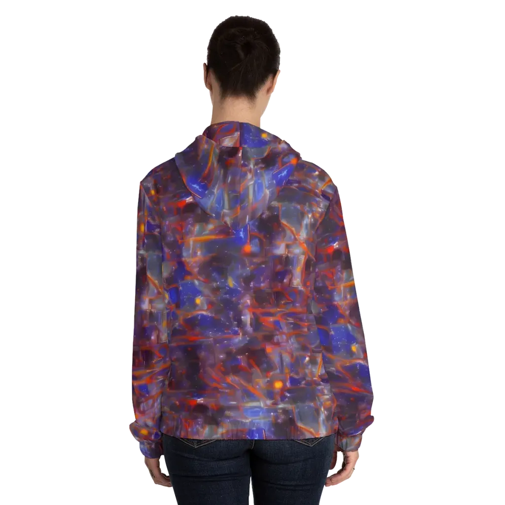 Chromatic Frenzy on Women's Full-Zip Hoodie — Back On Person