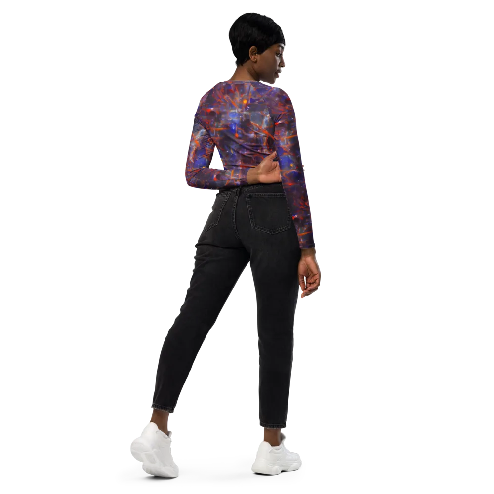 Chromatic Frenzy on Long Sleeve Crop Top — Right Back