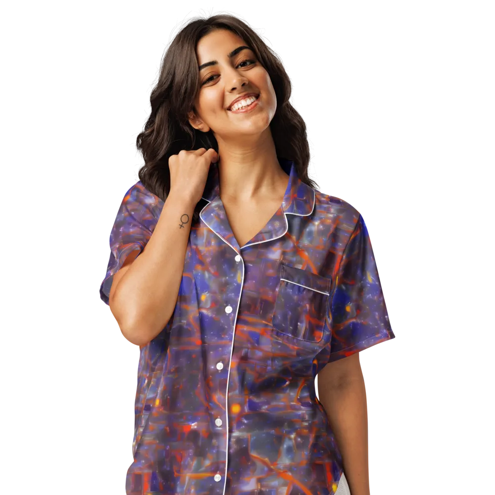 Chromatic Frenzy on Women's Short Sleeve Pajama Top — Front