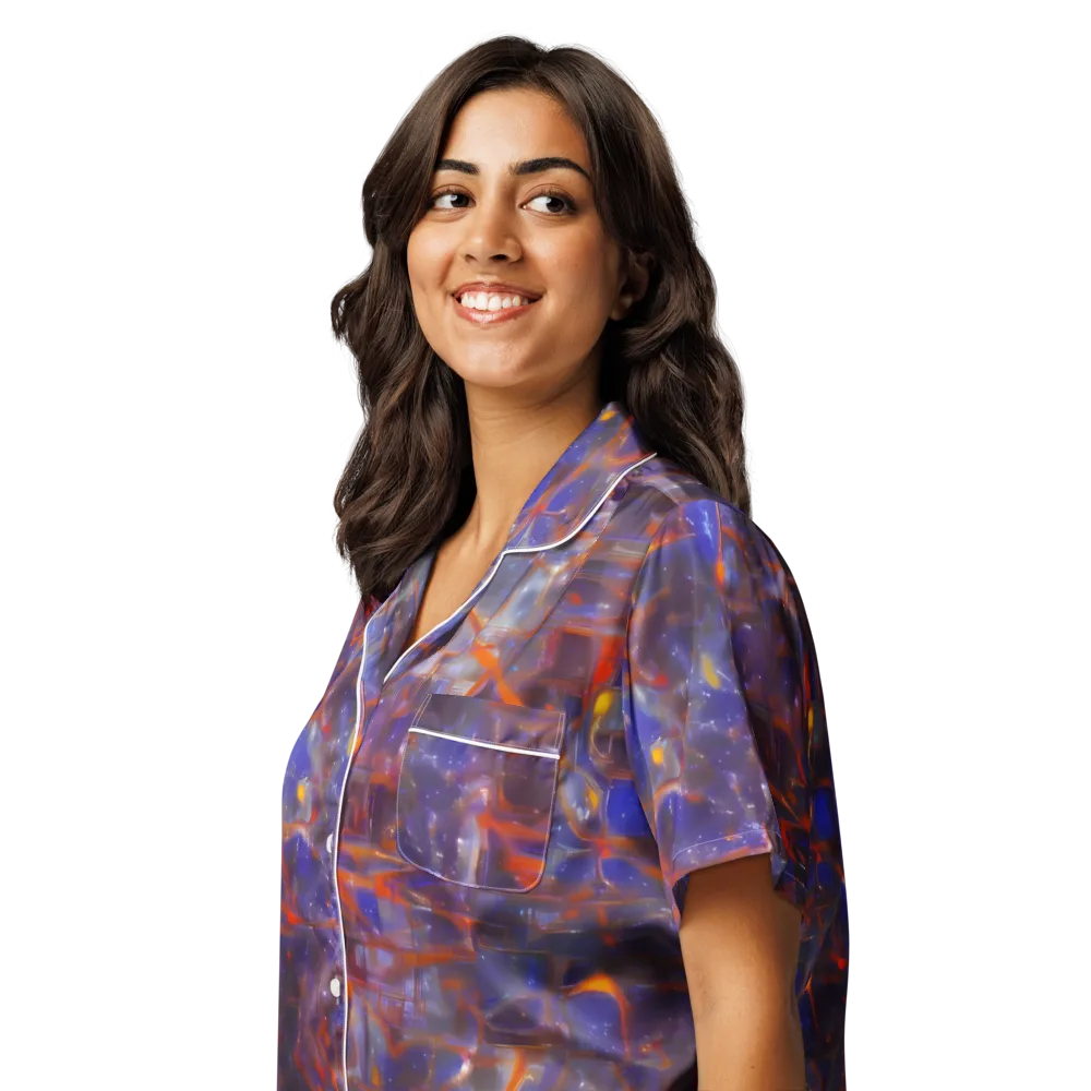 Chromatic Frenzy on Women's Short Sleeve Pajama Top — Left Front