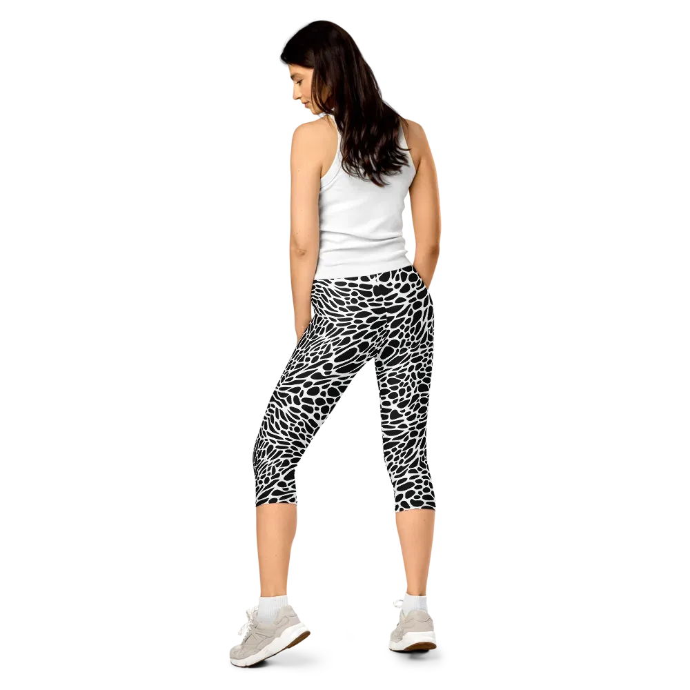 Monochrome Mystique on Capri Leggings — Back