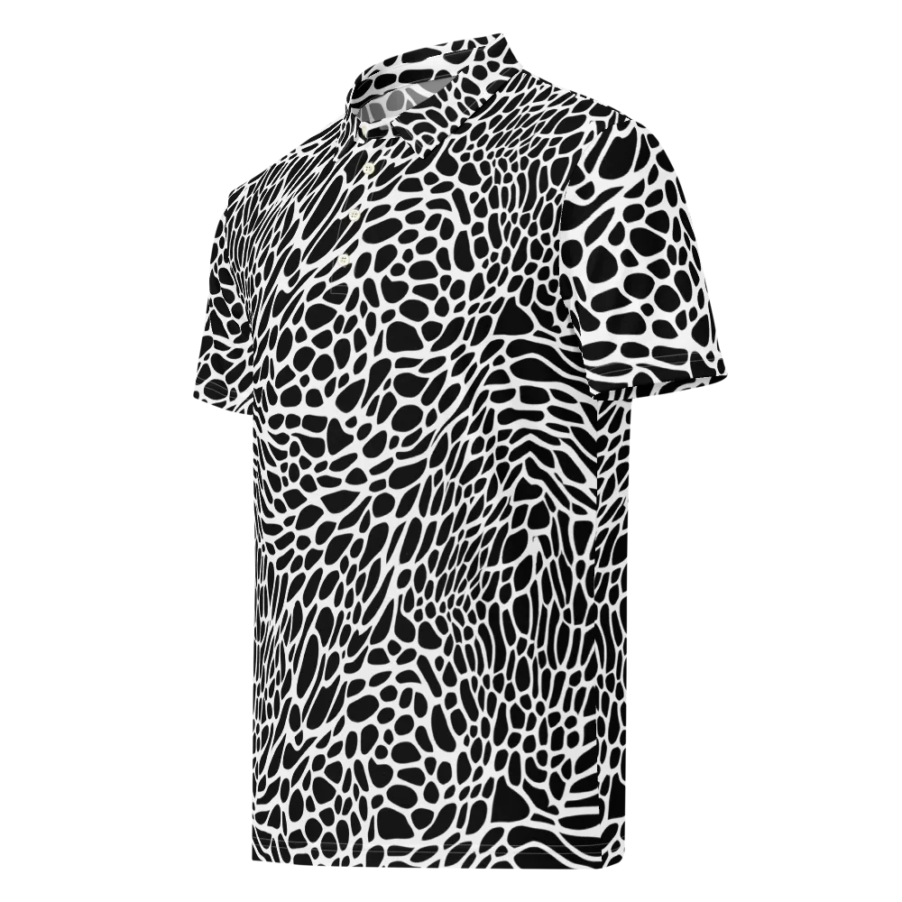 Monochrome Mystique on Men's Slim Fit Polo Shirt — Left Front