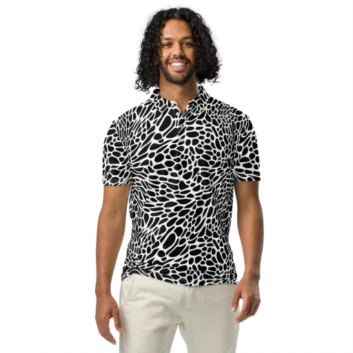 Monochrome Mystique on a Men's Slim Fit Polo Shirt