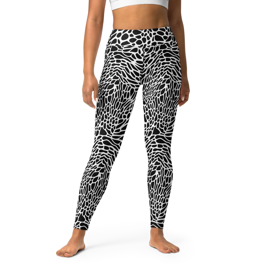 Monochrome Mystique on Yoga Leggings — Front