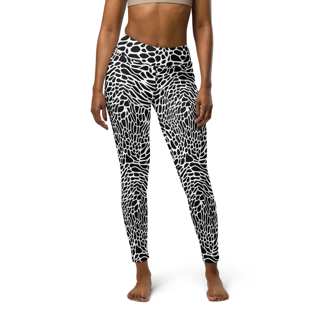 Monochrome Mystique on Yoga Leggings — Front