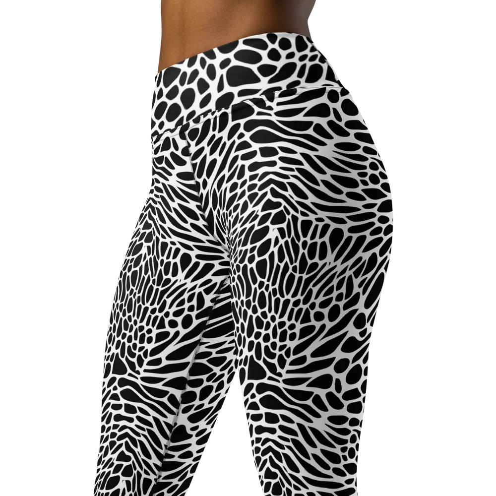 Monochrome Mystique on Yoga Leggings — Left Front