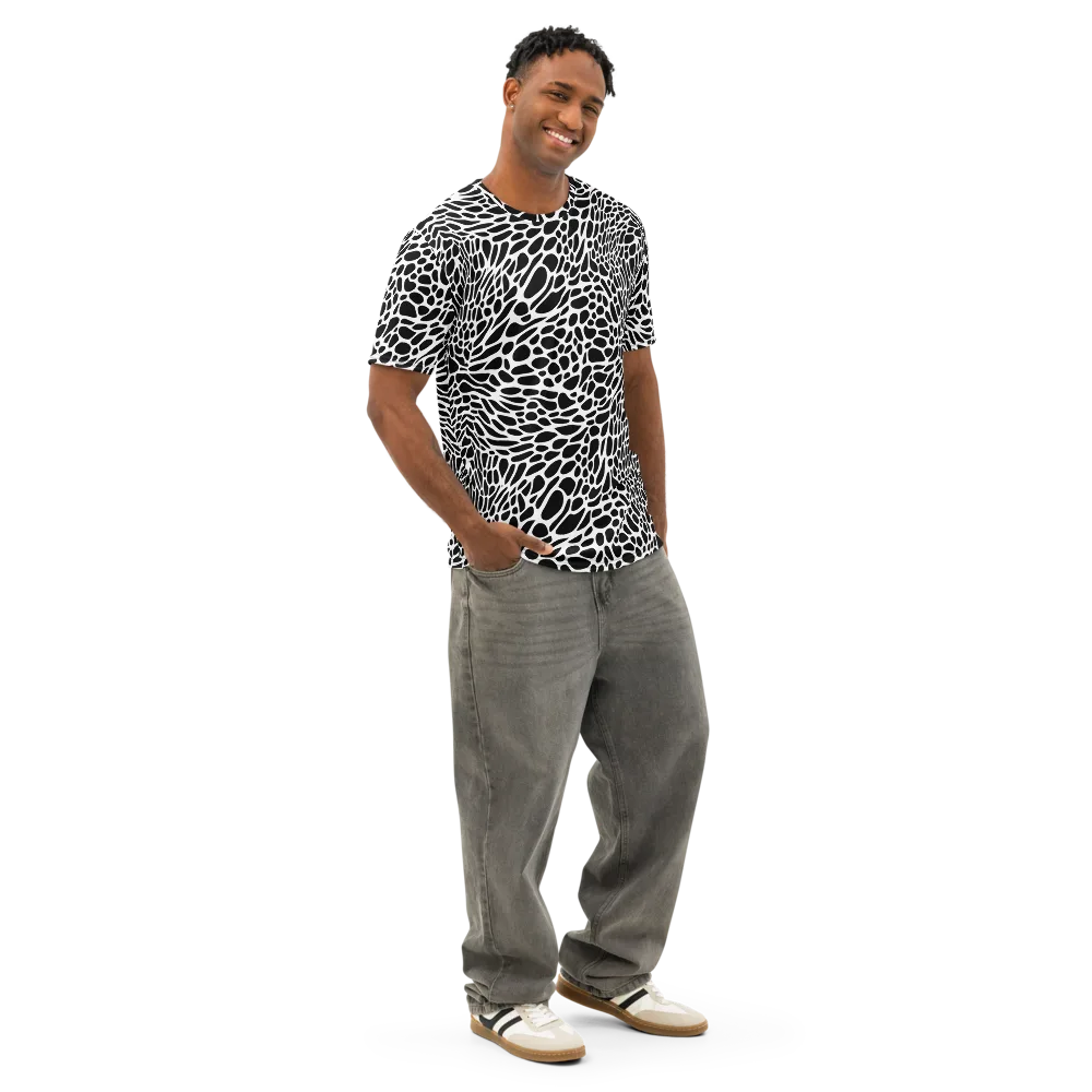 Monochrome Mystique on Men's Cotton Crew Neck T-Shirt — Right Front