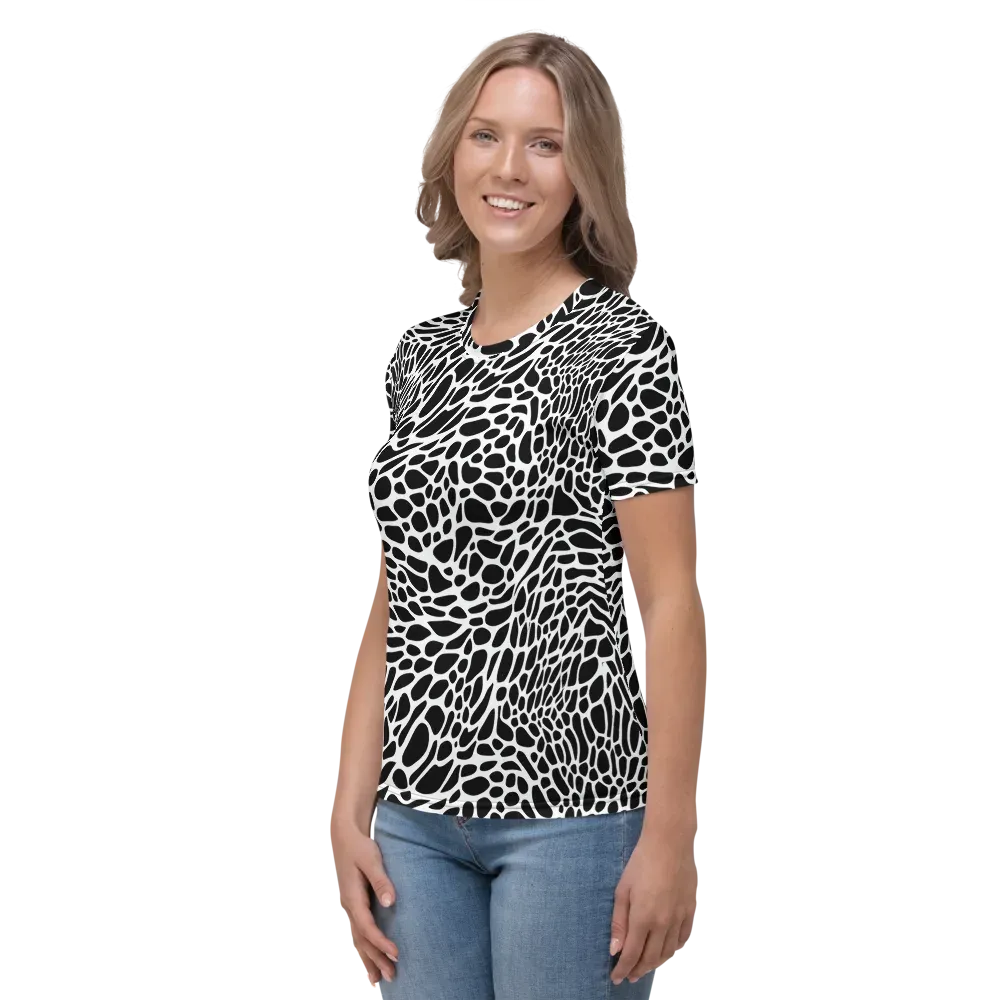 Monochrome Mystique on Women's Crew Neck T-Shirt — Left