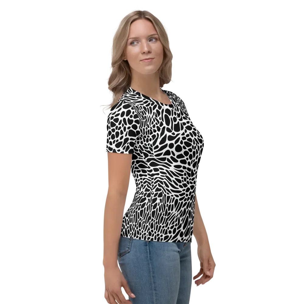 Monochrome Mystique on Women's Crew Neck T-Shirt — Right